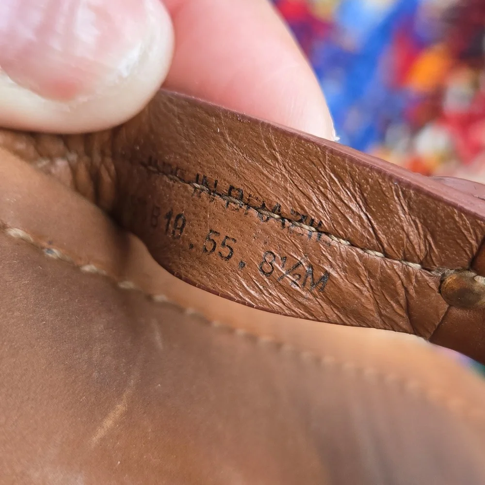 Tory Burch Cognac Brown Leather Miller Medallion Slip-on Flip Flop Sandal - Picture 16 of 17